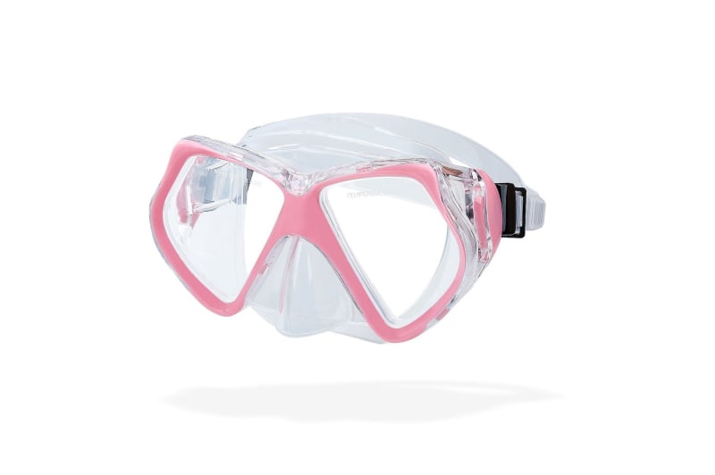 Μάσκα κατάδυσης ενηλίκων με πλαίσιο πολυκαρβονάτου, φακοί από θερμοενισχυμένο γυαλί, προστασία μύτης, βάρος 230 g