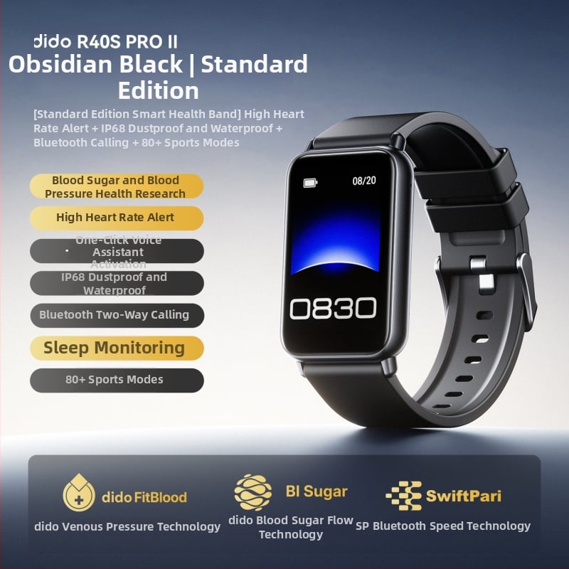 DIDO Έξυπνο ρολόι με μέτρηση αρτηριακής πίεσης, παρακολούθηση οξυγόνου αίματος, καρδιακής συχνότητας, παρακολούθηση ύπνου και κλήσεις Bluetooth – R40SProII