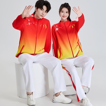 Unisex σετ αθλητικών ρούχων με ρίγες — μακρυμάνικο σακάκι и παντελόνια за τρέξιμο, μπιτμίντον και τένις (Φθινόπωρο/Χειμώνας/Άνοιξη) — ύφασμα νοτιοκορεατικό μετάξι-πολυεστέρας (92% πολυεστέρα)