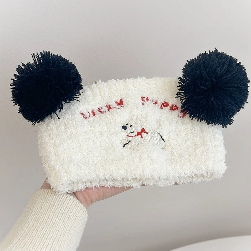 Huijin pliš headband za majke s panda uzorkom, široka, postpartum headband s zaštitom čela, geometrijski uzorak, jesen 2025