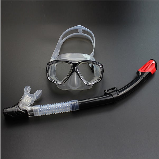 Σετ μάσκας κατάδυσης και σνόρκελ με φακούς από tempered γυαλί, σιλικόνης στεφάνη, σνόρκελ με αντίστροφη ροή για κατάδυση