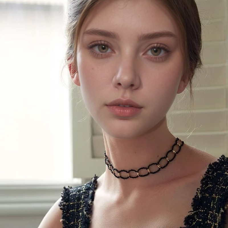 Műkristályos nyaklánc, kézzel készített lánc, geometriai dizájn