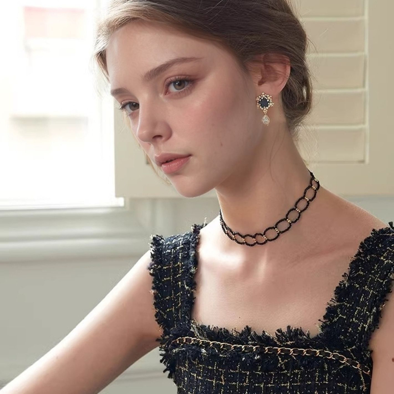 Műkristályos nyaklánc, kézzel készített lánc, geometriai dizájn