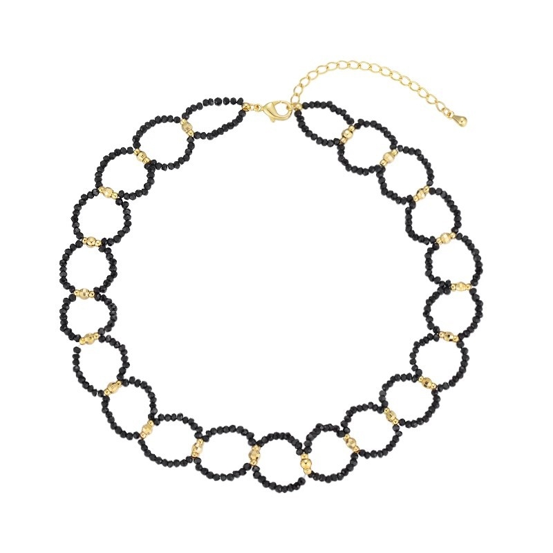 Műkristályos nyaklánc, kézzel készített lánc, geometriai dizájn