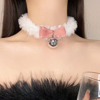 Choker ogrlica s privjeskom zvončić od legure, elektroplatina, lanac zmijske kosti, korejski stil