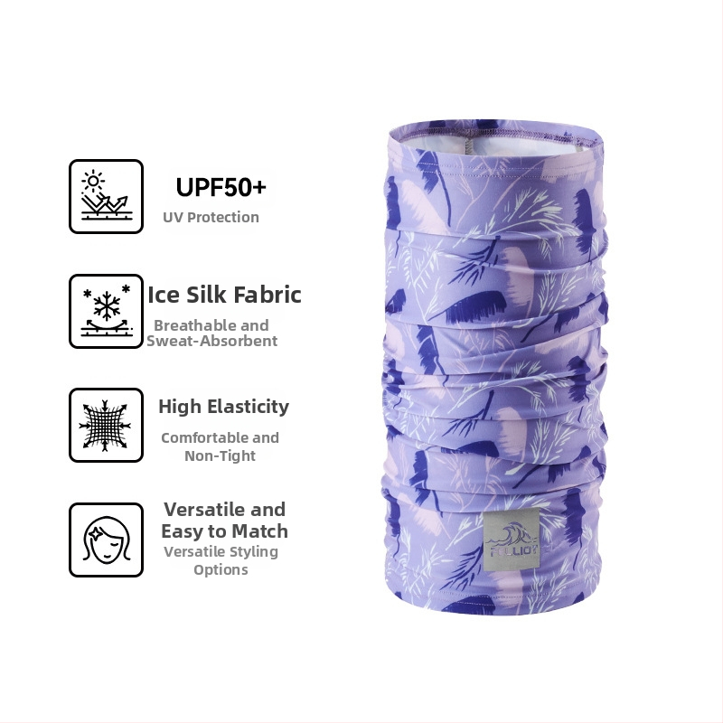 Outdoor šatka na hlavu - slnečná ochrana, odolná vetru a písku, kvetinový vzor, zmes polyesteru/spandexu, unisex; vhodné na bicyklovanie a turistiku