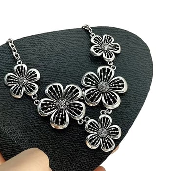 Zuo Wei чокър колие — Смесени материали, Висулка от сплав, Цветя и геометричен дизайн, Лек лукс стил, Тегло 20 g