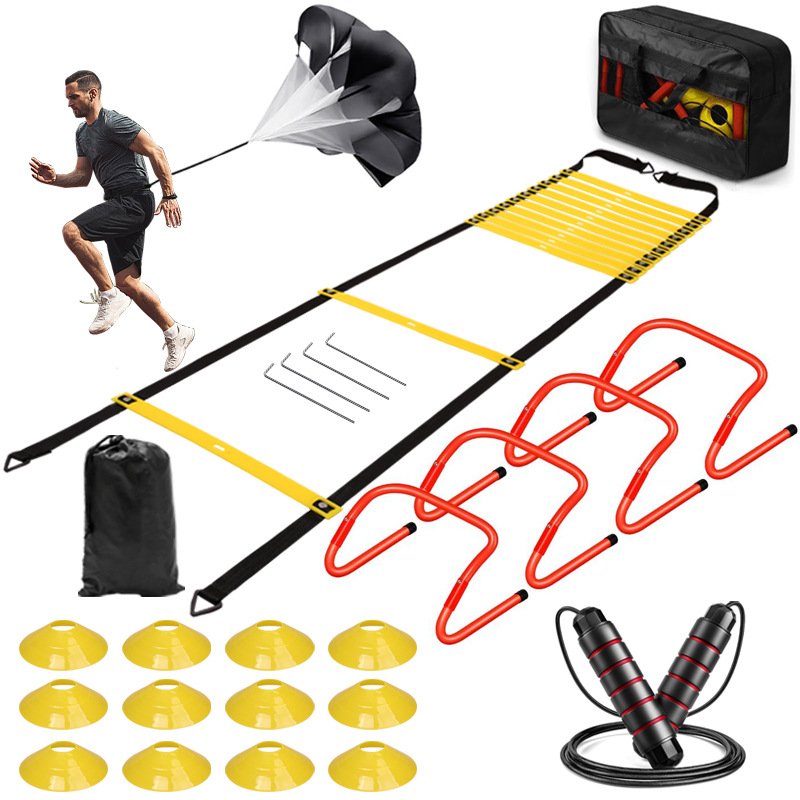 Set ljestvi za agilnost - brzo ljestve, pločica s logom, prsten otpora, konopac za preskakanje, nogometni trening (PP; Marka: Neli; Primjenjivi sportovi: Nogomet)