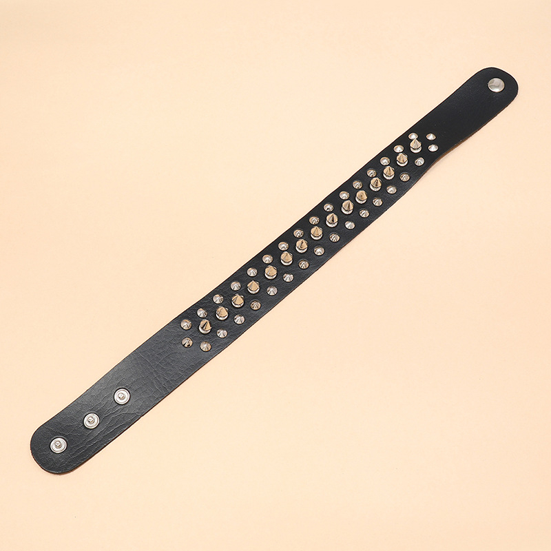 Punk kožna ogrlica-choker sa šiljicama, željezni privjesak, elektroplatinirano, 36 g
