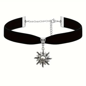 Колие със слънчев медальон, сплав, стандартна верижка, естествен стил, свеж и сладък