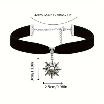 Колие със слънчев медальон, сплав, стандартна верижка, естествен стил, свеж и сладък