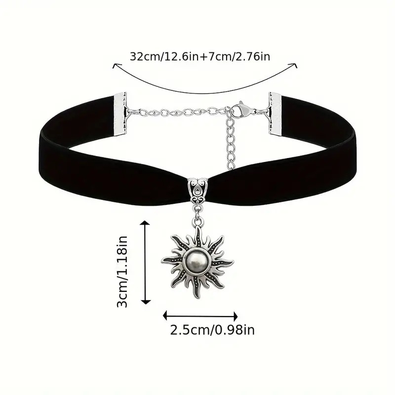 Колие със слънчев медальон, сплав, стандартна верижка, естествен стил, свеж и сладък