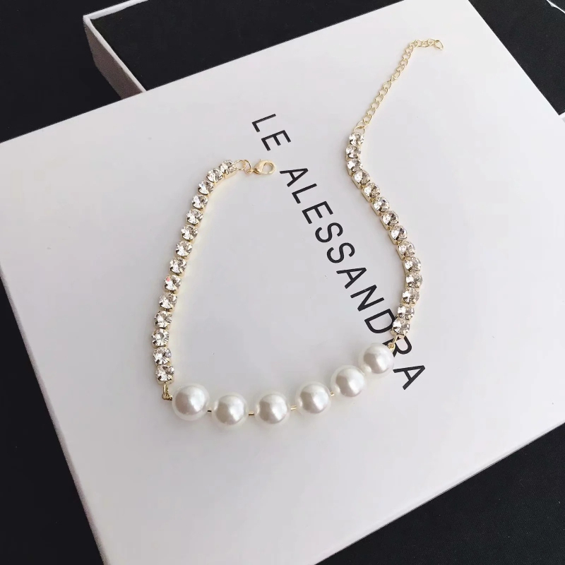Choker ogrlica od legure, s dijamantnom obradom, LISM branda, lanac od zmijskog kostiju