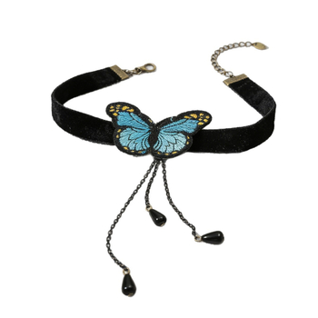 Чокър с пеперуден мотив, пластмасова висулка, верига o-link, обиколка 41–50 см