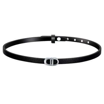 Метална огърлица с висулка от паладий и букви – еднослойна верига Шопин, личностен стил