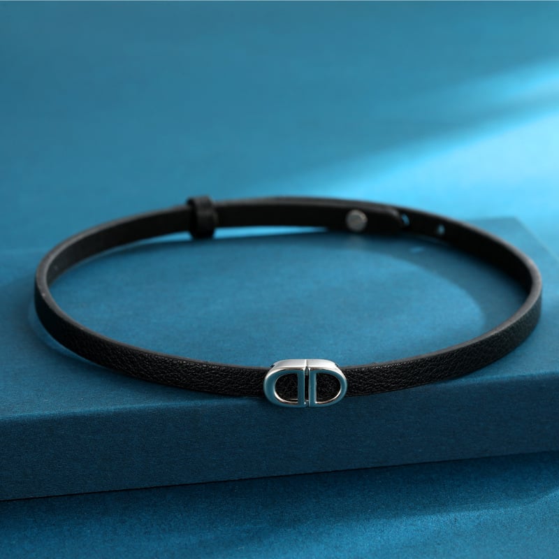 Метална огърлица с висулка от паладий и букви – еднослойна верига Шопин, личностен стил