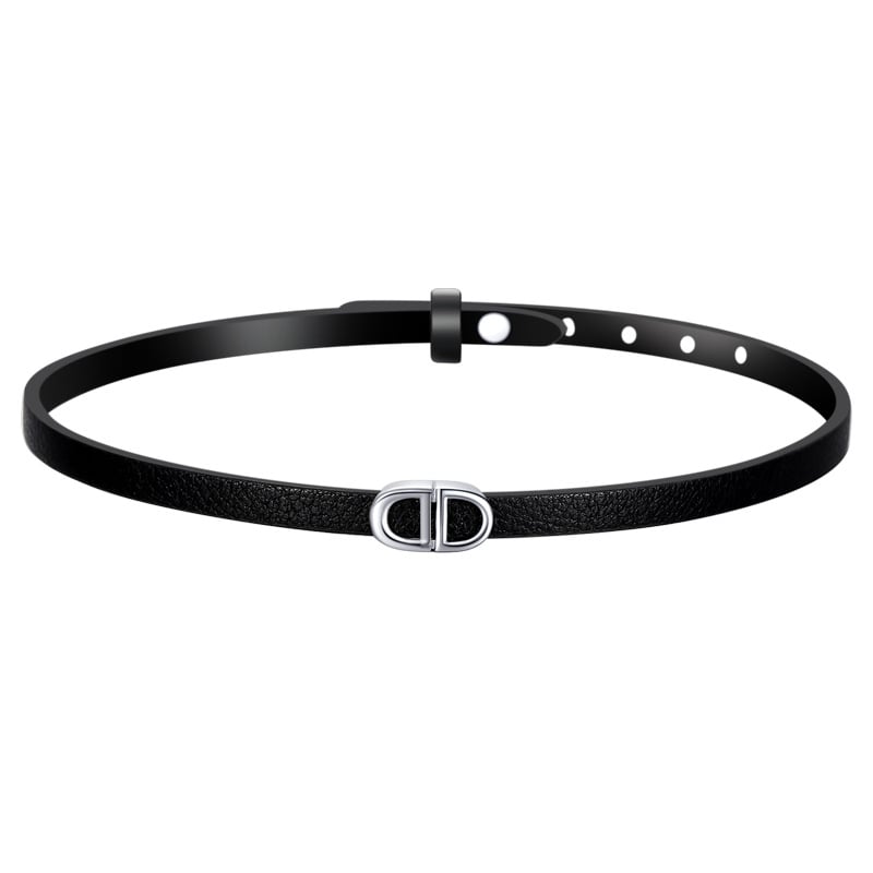 Метална огърлица с висулка от паладий и букви – еднослойна верига Шопин, личностен стил