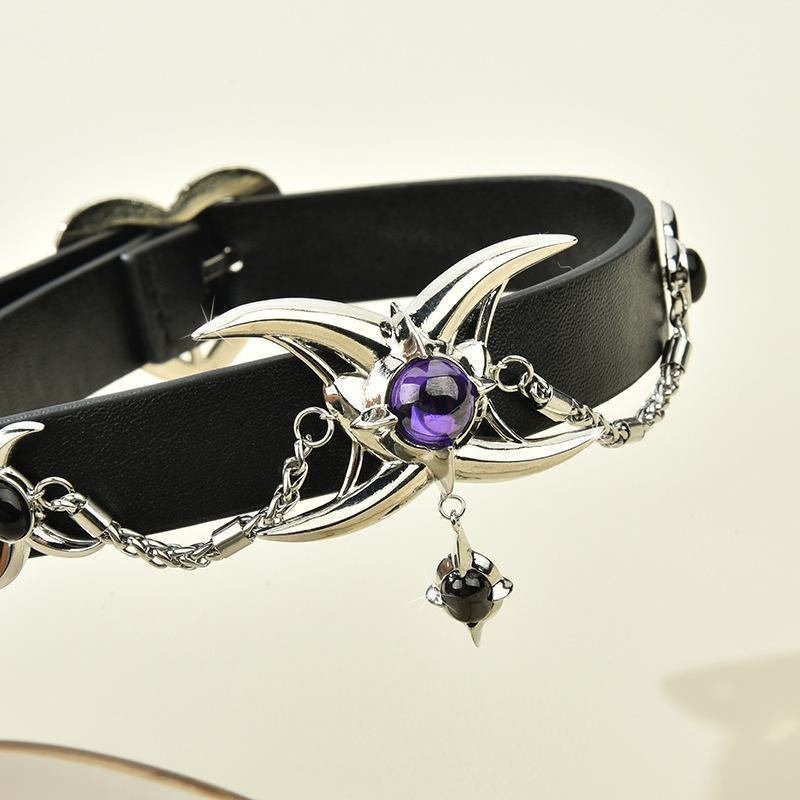 Геометрично чокър колие – смесени материали, висулка от изкуствен кристал, синджир в стил Чопар за жени