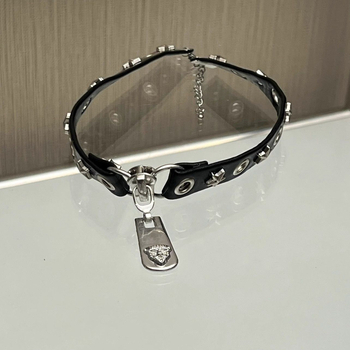 Огърлица с глава на леопард и цип – Хараджуку готик субкултура, минималистичен стил (Материал: Cortex; Висулка: Сплав; Форма: Животно/Зодия; Веригата: колие за ключица)