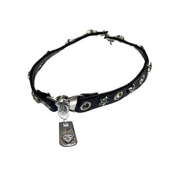 Огърлица с глава на леопард и цип – Хараджуку готик субкултура, минималистичен стил (Материал: Cortex; Висулка: Сплав; Форма: Животно/Зодия; Веригата: колие за ключица)