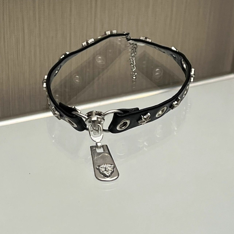 Огърлица с глава на леопард и цип – Хараджуку готик субкултура, минималистичен стил (Материал: Cortex; Висулка: Сплав; Форма: Животно/Зодия; Веригата: колие за ключица)