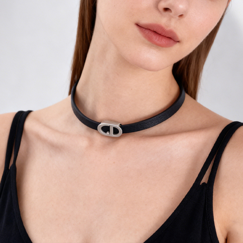 Choker ogrlica s umjetnom kožom, privjesak od 304 nehrđajućeg čelika, tekstni motiv, ručno polirano