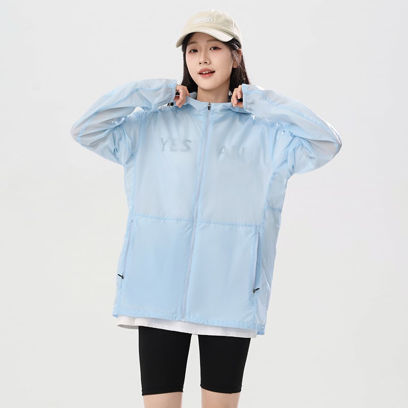 Unisex ζακέτα με κουκούλα UV προστασία, ultra-light και ultra-thin, νάιλον ανάμιξη, χαλαρή εφαρμογή