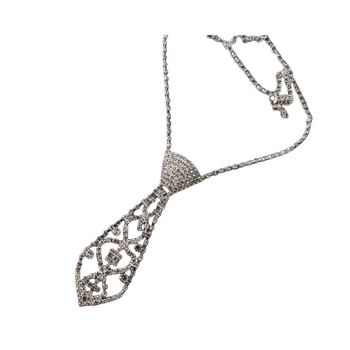 Metalni choker ogrlica s Rhinestones, regularni lanac, opseg 41–50 cm, težina 32 g