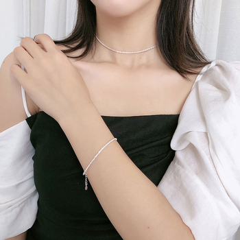 Choker ogrlica, korejski stil, srebro 925, valovita lanac, mogućnost prilagodbe obrade