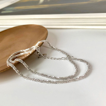 Choker ogrlica, korejski stil, srebro 925, valovita lanac, mogućnost prilagodbe obrade