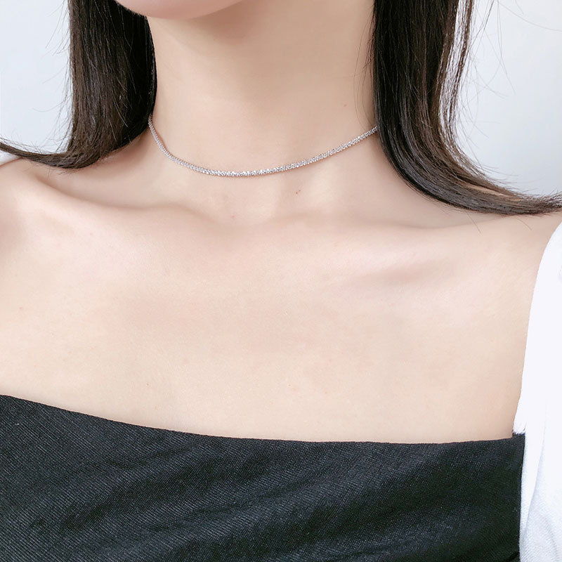 Choker ogrlica, korejski stil, srebro 925, valovita lanac, mogućnost prilagodbe obrade