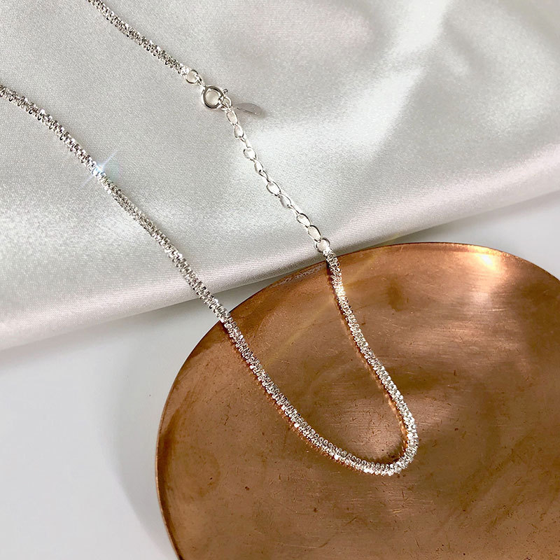 Choker ogrlica, korejski stil, srebro 925, valovita lanac, mogućnost prilagodbe obrade