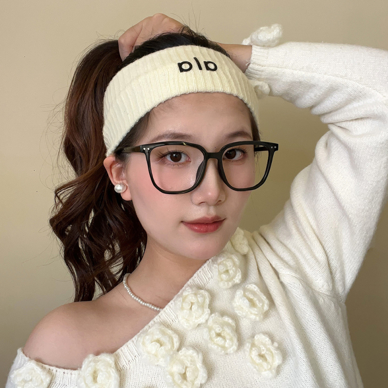 Aiyou κορδέλα μαλλιών με γράμματα — ευρύ κεφαλόδεσμος, κορεατικού ύφους, πλεκτή, καρό μοτίβο, φθινοπωρινό/χειμερινό 2025, κατάλληλη ως δώρο