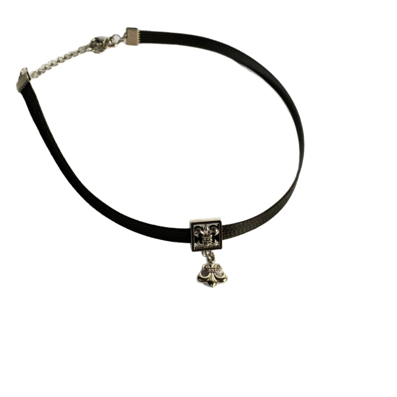 Kožni choker ogrlica s bakrenim privjeskom, ključna lanac, završni premaz za očuvanje boje
