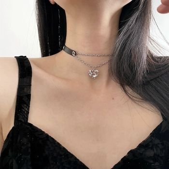 Choker ogrlica s motivom srca, otvoren dizajn, višeslojna, ručno izrađena