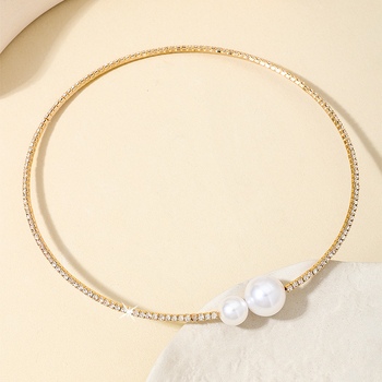 Огърлица-яка за жени, сплав, геометричен дизайн, елегантен стил