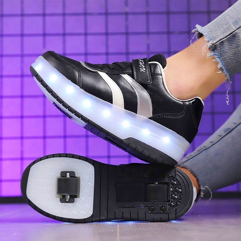 Pantofi cu LED, cu două roți, PU roți, Starbar Monkey, Unisex