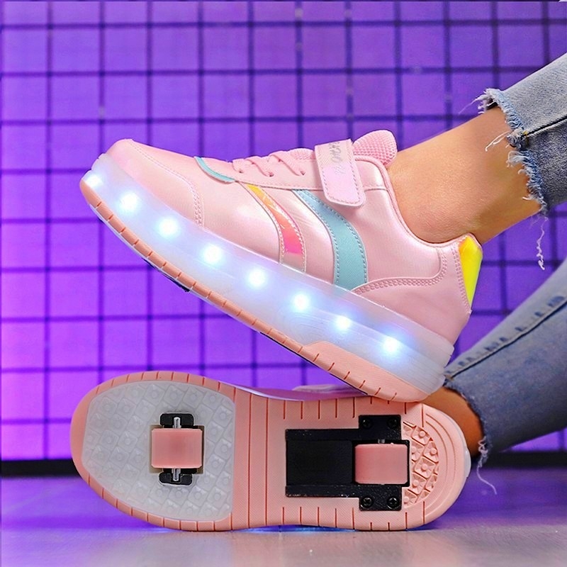 Pantofi cu LED, cu două roți, PU roți, Starbar Monkey, Unisex