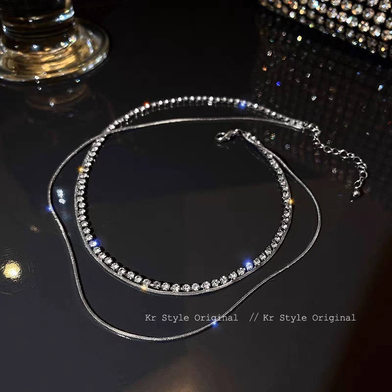 Ogrlica od rhinestona, dijamantna obrada, kandžasti lanac, višeslojni dizajn, rhinestones privjesak