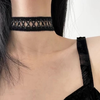 Vintage geometrijski križni choker ogrlica s privjeskom od legure, miješani materijali, klavikularni lanac, za žene