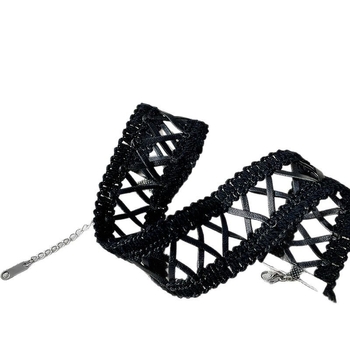 Vintage geometrijski križni choker ogrlica s privjeskom od legure, miješani materijali, klavikularni lanac, za žene