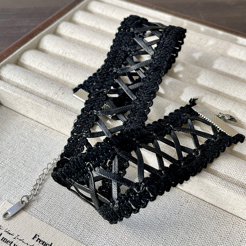 Vintage geometrijski križni choker ogrlica s privjeskom od legure, miješani materijali, klavikularni lanac, za žene