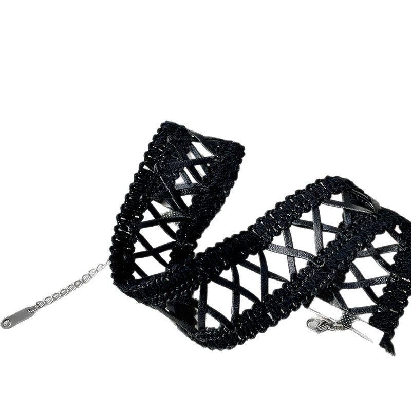 Vintage geometrijski križni choker ogrlica s privjeskom od legure, miješani materijali, klavikularni lanac, za žene