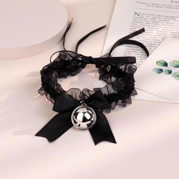 Чокър колие с панделка и дантела с камбанка, корейски стил, У-образен дизайн, смесени материали, ключична верига, пролет 2024