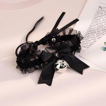 Чокър колие с панделка и дантела с камбанка, корейски стил, У-образен дизайн, смесени материали, ключична верига, пролет 2024