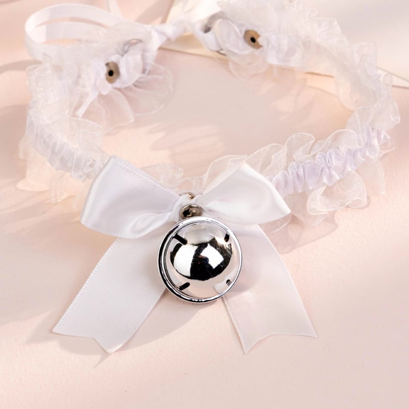 Чокър колие с панделка и дантела с камбанка, корейски стил, У-образен дизайн, смесени материали, ключична верига, пролет 2024