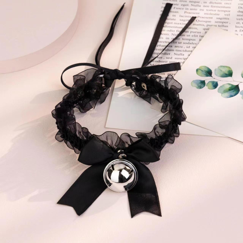 Чокър колие с панделка и дантела с камбанка, корейски стил, У-образен дизайн, смесени материали, ключична верига, пролет 2024