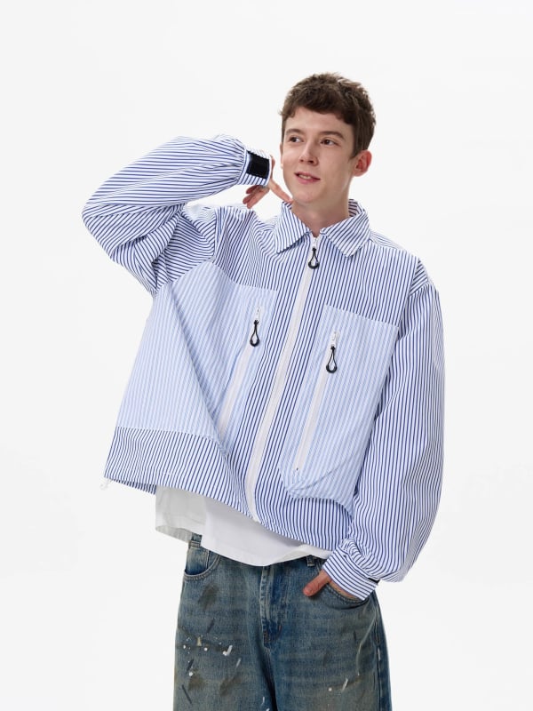 Ελαφρύ καλοκαιρινό σακάκι με UV προστασία 50+, χαλαρή γραμμή, ύφασμα από νάιλον σε συνθετικές ίνες, πλαϊνά τσέπες με φερμουάρ