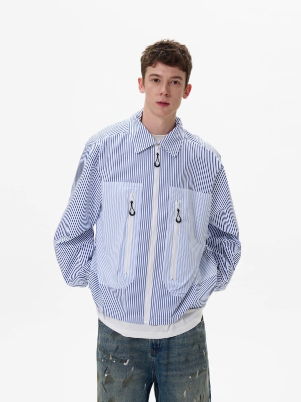 Ελαφρύ καλοκαιρινό σακάκι με UV προστασία 50+, χαλαρή γραμμή, ύφασμα από νάιλον σε συνθετικές ίνες, πλαϊνά τσέπες με φερμουάρ