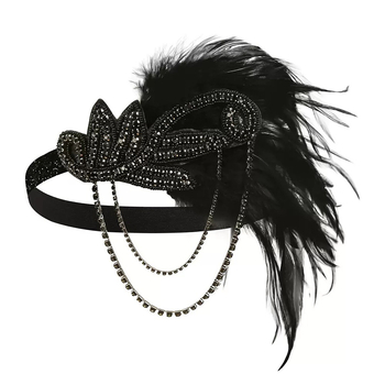 Κορδέλα για το κεφάλι με φτερά (Βιντάζ; Φτερά; Καρό; Ym1001)